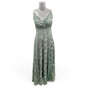 Lulus Radiant Refinement Sage Green Satin Jacquard Maxi Dress